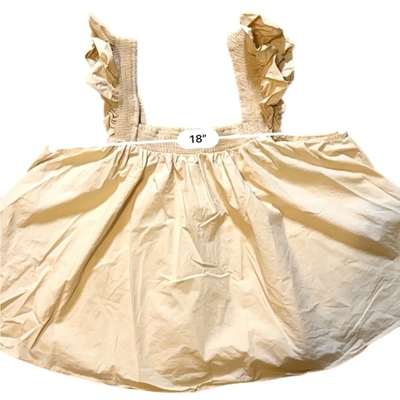 English Factory Light Beige Cotton Trapeze Top Ruffle Shoulder Straps Medium - Picture 8 of 9